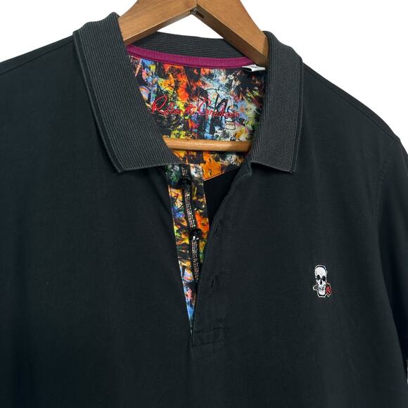 Robert Graham THE PLAYER POLO Shirt Mens Classic Fit Large Embroidered Skull - Picture 13 of 14